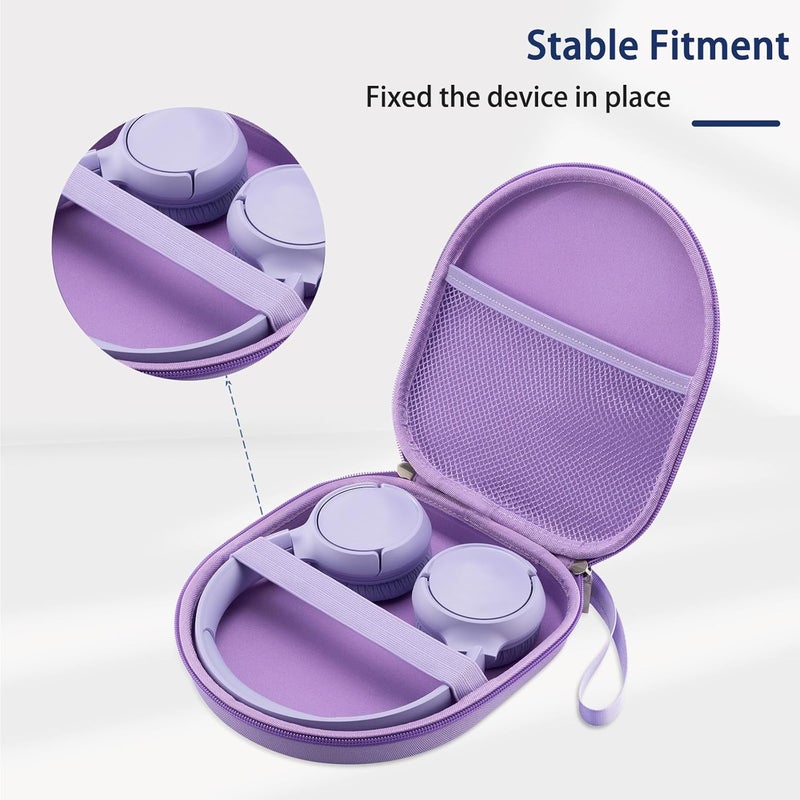 TYSORETY Case Compatible with Tune 520BT 510BT 720BT 770NC 670NC, Sony WH-CH720N WH-CH520 Noise Canceling Wireless Headphones, Portable Travel Headphone Case (Purple) - Image 4